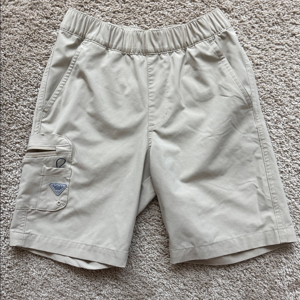 Columbia Kids Elastic Waist Beige Cargo Shorts